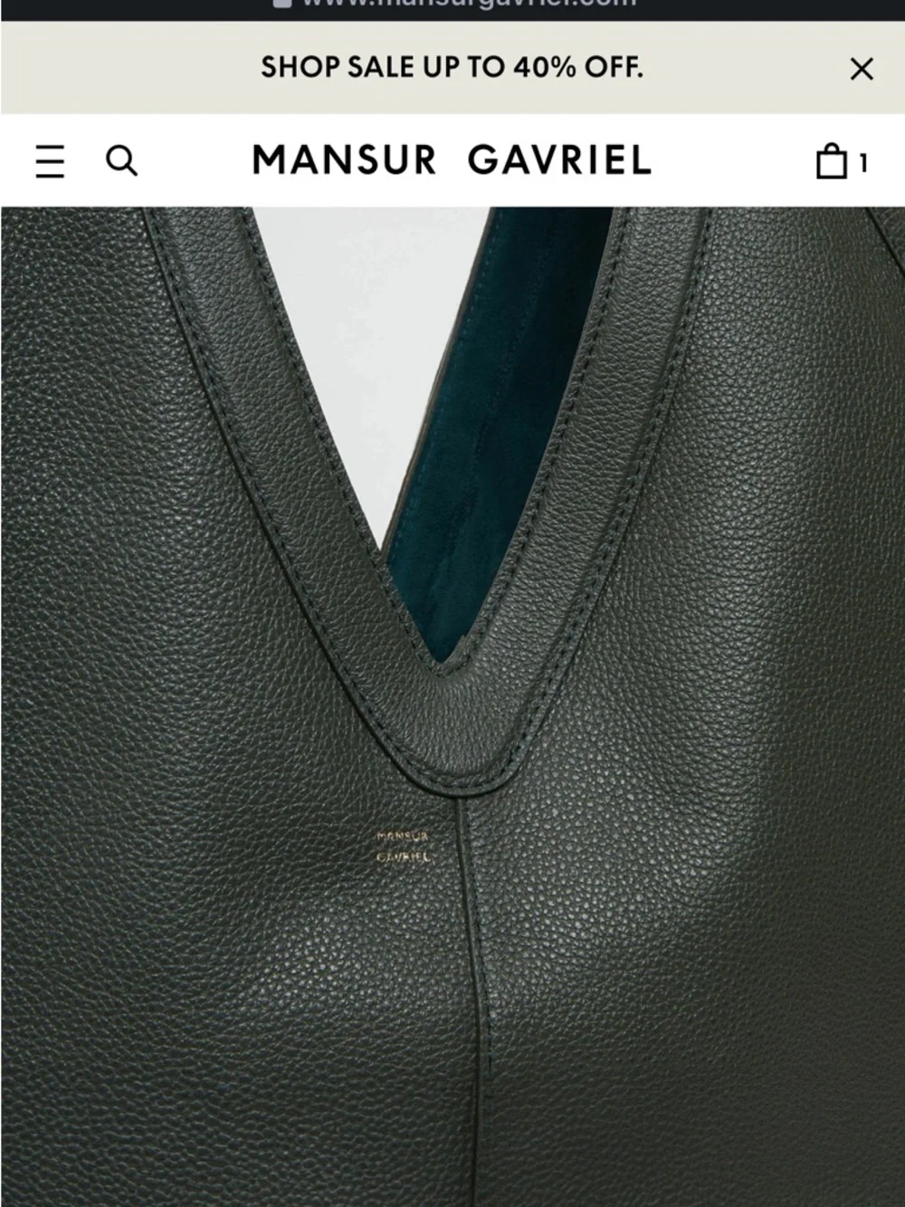Mansur Gavriel Olive Pebbled Leather Hobo - Picture 4 of 5